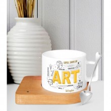 Kişiye Özel Görsel Sanat Öğretmeni 2 Temalı Ahşap Altlıklı Fincan