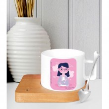 Kişiye Özel Matematik Öğr.13 Temalı Ahşap Altlıklı Seramik Fincan