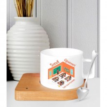 Kişiye Özel Sınıf Öğretmeni Temalı Ahşap Altlıklı Seramik Fincan