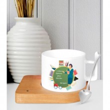 Kişiye Özel Öğretmenler Günü 6 Temalı Ahşap Altlı Seramik Fincan