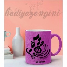 Kişiye Özel Müzik Öğretmeni 4 Tasarımlı Pembe Simli Kupa