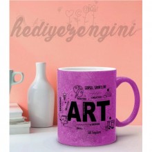 Kişiye Özel Görsel Sanatlar Öğretmeni Tasarımlı Pembe Simli Kupa