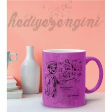 Kişiye Özel Sınıf Öğretmeni Tasarımlı Pembe Simli Kupa
