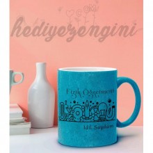 Kişiye Özel Fizik Öğretmeni 3 Tasarımlı Mavi Simli Kupa