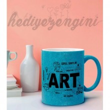 Kişiye Özel Görsel Sanatlar Öğretmeni Tasarımlı Mavi Simli Kupa