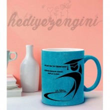 Kişiye Özel Öğretmenler Günü 8 Tasarımlı Mavi Simli Kupa