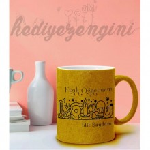 Kişiye Özel Fizik Öğretmeni 3 Tasarımlı Sarı Simli Kupa