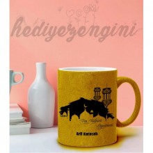 Kişiye Özel Din Kültürü Öğretmeni Tasarımlı Sarı Simli Kupa