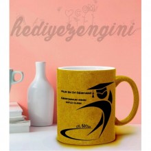 Kişiye Özel Öğretmenler Günü 8 Tasarımlı Sarı Simli Kupa