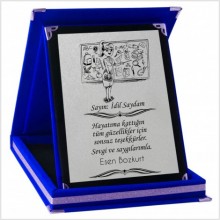 Kişiye Özel Bayan Öğretmen 2 Temalı Lacivert Plaket