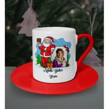 Kişiye Özel Mutlu Yıllar Fotoğraflı Tasarımlı  Kahve Fincanı