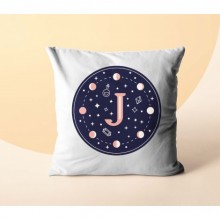 J Harfi Tasarımlı Astroloji Temalı Saten Kare Yastık