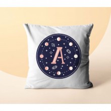 A Harfi Tasarımlı Astroloji Temalı Saten Kare Yastık