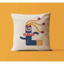 L Harfi Tasarımlı Monster Canavarlar Temalı Saten Kare Yastık