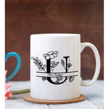 Kişiye Özel U Harfi Temalı Beyaz Kupa Bardak