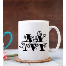 Kişiye Özel M Harfi Temalı Beyaz Kupa Bardak