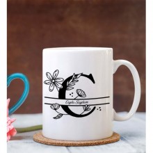 Kişiye Özel C Harfi Temalı Beyaz Kupa Bardak