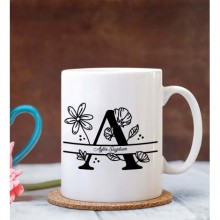 Kişiye Özel A Harfi Temalı Beyaz Kupa Bardak