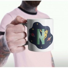 Kişiye Özel N Harfi Temalı Beyaz Kupa