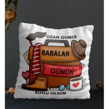 Kişiye Özel Babalar Günün Kutlu Olsun Temalı Kare Yastık