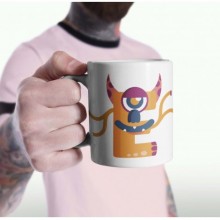 Kişiye Özel E Harfi Temalı Monster Tasarımlı Beyaz Kupa