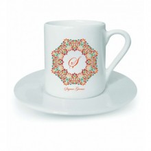 Kişiye Özel Ş Harfi Temalı Çerçeve Tasarımlı Beyaz Kahve Fincanı