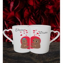 Kişiye Özel Ayıcık Temalı Sevgili Tasarımlı Çift Kupa
