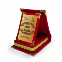 Kişiye Özel Yılın En İyimser Tasarımlı Mini Kırmızı Plaket