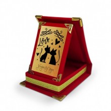 Kişiye Özel Kedi Love Tasarımlı Mini Kırmızı Plaket