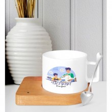 Kişiye Özel Aşçı Baba Tasarımlı Ahşap Altlıklı Seramik Fincan