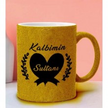 Kalbimin Sultanı Tasarımlı Altın Sarı  Renk Simli Kupa