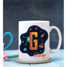 Kişiye Özel G Harfi Temalı Space Tasarımlı Beyaz Kupa