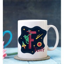 Kişiye Özel F Harfi Temalı Space Tasarımlı Beyaz Kupa