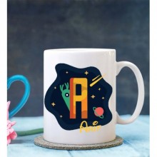 Kişiye Özel A Harfi Temalı Space Tasarımlı Beyaz Kupa