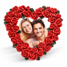 Kişiye Özel Dekoratif Güllü Kalp Çerçeve