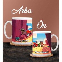 Kişiye Özel Brawl Stars Tasarımlı Brawl Andy Temalı Beyaz Kupa