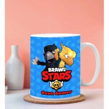 Kişiye Özel Brawl Stars Tasarımlı Crow Temalı Beyaz Kupa