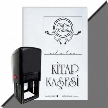 Kişiye Özel  Çerçeveli 12 Tarihli Kitap Kaşesi - Siyah