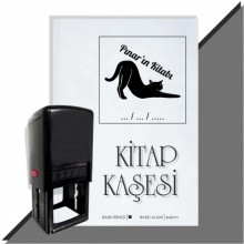 Kişiye Özel  Sevimli Kedi 14 Tarihli Kitap Kaşesi - Siyah