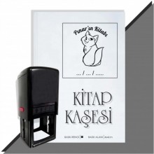 Kişiye Özel  Beyaz Kedi Tarihli Kitap Kaşesi - Siyah