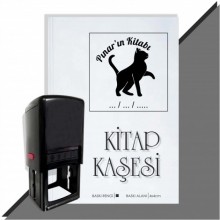 Kişiye Özel  Sevimli Kedi 5 Tarihli Kitap Kaşesi - Siyah
