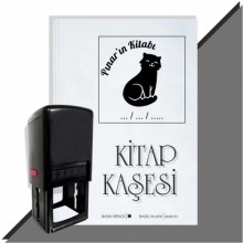 Kişiye Özel  Sevimli Kedi 3 Tarihli Kitap Kaşesi - Siyah