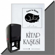 Kişiye Özel  Kedi 2 Tarihli Kitap Kaşesi - Siyah