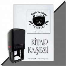 Kişiye Özel  You Are Purrfect Kedi Emoji Tarihli Kitap Kaşesi - Siyah