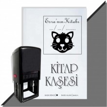 Kişiye Özel  Şaşkın Kedi Emoji Tarihli Kitap Kaşesi - Siyah