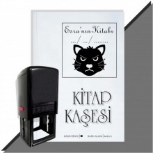 Kişiye Özel  Kızgın Kedi Emoji Tarihli Kitap Kaşesi - Siyah