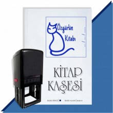 Kişiye Özel  Çizim Kedi 7 Tarihli Kitap Kaşesi - Mavi
