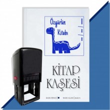 Kişiye Özel  Dinazor Silüeti 7 Tarihli Kitap Kaşesi - Mavi