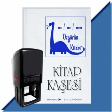 Kişiye Özel  Dinazor Silüeti 6 Tarihli Kitap Kaşesi - Mavi