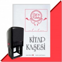 Kişiye Özel  Çerçeveli 12 Tarihli Kitap Kaşesi - Kırmızı